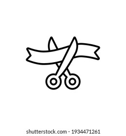 Grand opening line icon. Simple outline style for web and mobile app design element. Open, ribbon, cut, scissor, inauguration, ceremony concept. Vector illustration isolated. EPS 10.