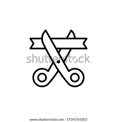 Grand opening line icon. Simple outline style for web and mobile app design element. Open, ribbon, cut, scissor, inauguration, ceremony concept. Vector illustration isolated. EPS 10.