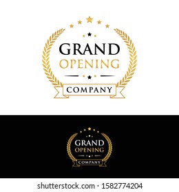 grand opening logo vector gold color