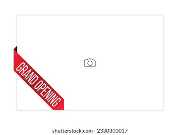 Grand Opening message on ribbon banner. Vector illustration.