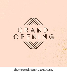 Grand opening. Modern geometric banner. Vector illustration on white background