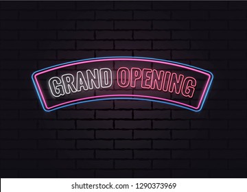 Grand opening neon poster. Vector illustration. 