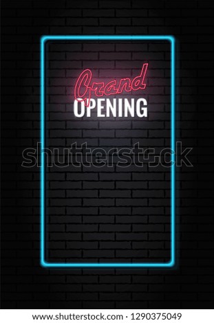 Grand opening neon poster. Vector illustration. 