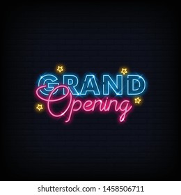 Grand Opening Neon Sign Text Vector