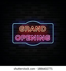 Grand Opening Neon Signs Vector. Design Template Neon Style