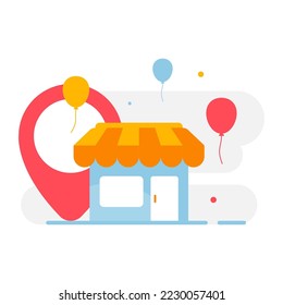 grand opening, open store in new location concept illustration flat design vector eps10. modern graphic element for landing page, empty state ui, infographic, icon