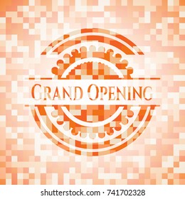 Grand Opening orange mosaic emblem
