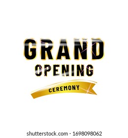 Grand opening poster design isolated white background