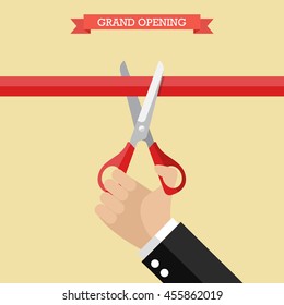 Grand opening poster in flat style. Vector illustration