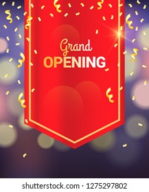 Grand Opening Red Curtain Vector Design, Bokeh Background