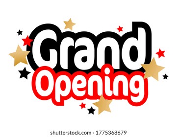 Grand opening with red and gold stars