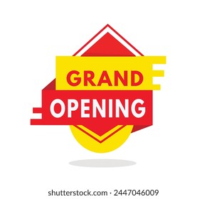 Grand opening red label icon for announcement, advertising, vector. Modern design template for banner, advertising, announcement.
