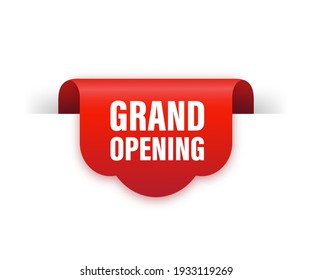 Grand opening red ribbon isolated on white background. Red label, banner for any purposes. Vector illustration. - Powered by Shutterstock - Get 15% off with code: PIKWIZARD15