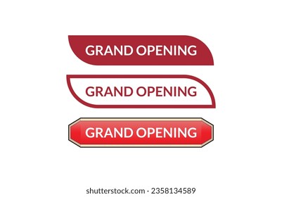 Grand opening red ribbon label banner set. Open available now sign or Grand opening tag.