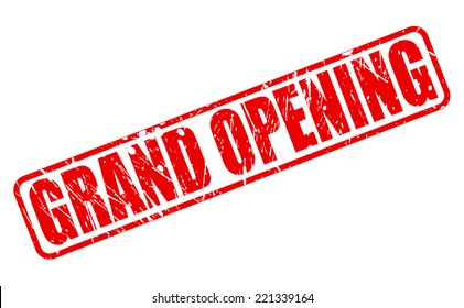 Grand opening red stamp text on white