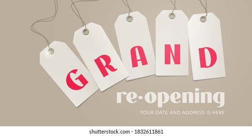 Grand opening or re-opening vector backdrop for new store. Template design element for opening or re opening ceremony can be used as banner or invitation