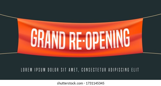 Grand opening or re-opening vector illustration, background. Template banner, design element for opening or reopening event