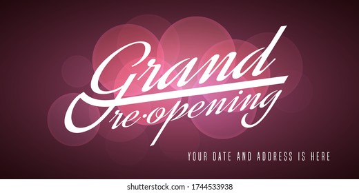 Grand opening or re-opening vector illustration, background for new store etc. Template banner, design element for opening or reopening ceremony