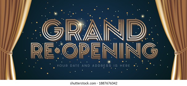 Grand Opening And Re-opening Vector Illustration, Background For New Store. Template Poster, Banner For Opening Or Reopening Ceremony