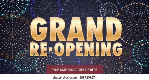 Grand opening or re-opening vector illustration, background. Festive design element for poster, banner for opening or reopening ceremony