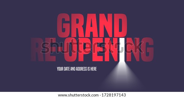Grand opening or re-opening vector illustration,\
background with creative design. Template banner, flyer for opening\
or reopening ceremony