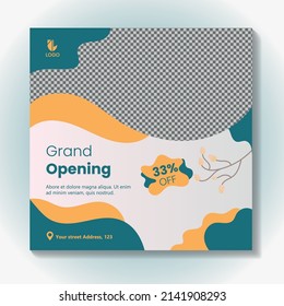 Grand opening or Restaurant startup Food Editable Social Media Post Template Social Media Banners for Digital Marketing. Opening Promotion Vector Illustration natural shape 