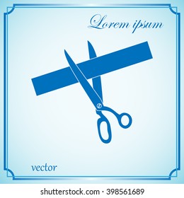 Grand opening with  ribbon and scissors