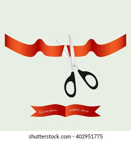 Grand opening with ribbon and scissors