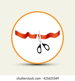 Grand opening with ribbon and scissors