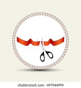 Grand opening with ribbon and scissors