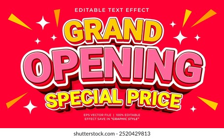 Grand opening sale 3d editable text effect template