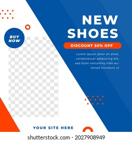 Grand opening shoes store discount feed design social media post template