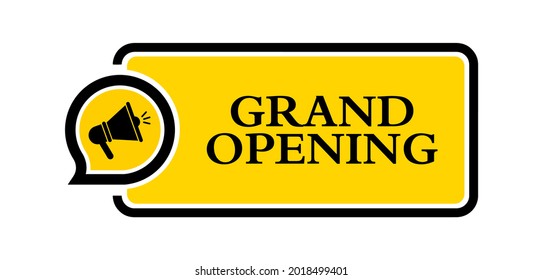 grand opening sign on white background