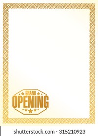 Grand Opening Sign Stamp Gold Border Background Illustration Design