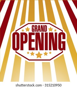 grand opening sign stamp rays of light background illustration design