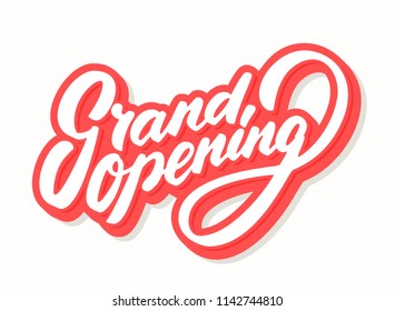 Grand opening sign. Vector lettering.