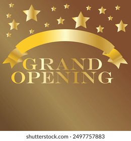 Grand Opening  signage with ribbon template ready to print vector illustration