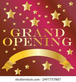 Grand Opening  signage with ribbon template ready to print vector illustration