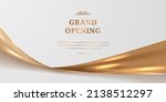 Grand opening silk golden satin ribbon element poster banner template