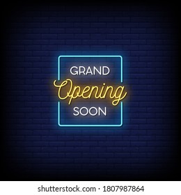Grand Opening Soon Neon Signs Style Text Vector
