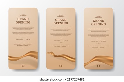 Grand Opening Stories Social Media Template with golden silk fabric expensive celebrate luxury elegant concept