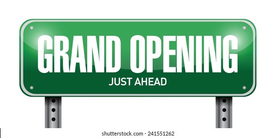 Grand Opening Street Sign Illustration Design Over A White Background