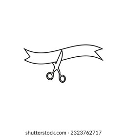 Grand opening symbol. ceremony open icon. Cut ribbon icon. Vector illustration. stock image.