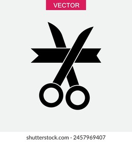 Gran símbolo de apertura. Vector plano de la cinta y tijeras ilustración para el Web y el App..eps
