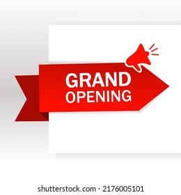 Grand opening template, banner, poster, icon. Modern web element. Flat vector.