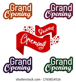 Grand opening tex and shape design vector element. Grand, opening, soon, shop, offer, event