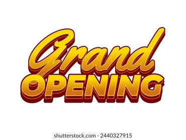 Grand opening. Text effect design in yellow red color with 3 dimension effect