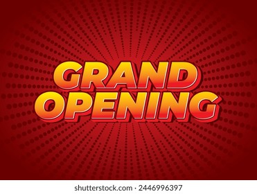 Grand opening. Text effect design in yellow red color with 3 dimension effect