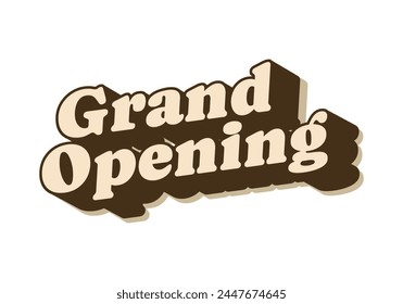 Grand opening. Text effect design in vintage color with 3 dimension effect