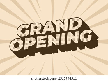 Grand opening. Text effect design in modern colors with 3D style